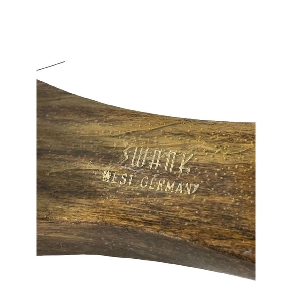 VTG Swank Stained Wood Handled Lint  Brush & Shoe Horn WEST GERMANY Brown Red - Picture 2 of 10